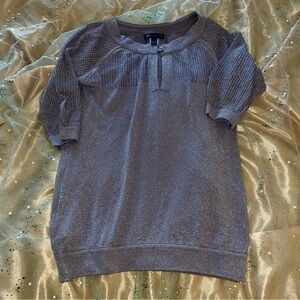 Metallic Top with Knit Sleeves